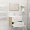 vidaXL 2 Piece Bathroom Furniture Set White and Sonoma Oak Engineered Wood