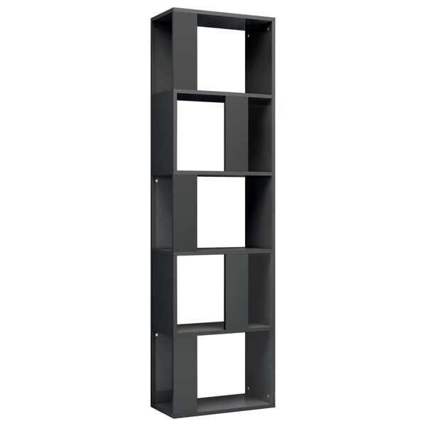 vidaXL Book Cabinet/Room Divider High Gloss Grey 45x24x159 cm Engineered Wood