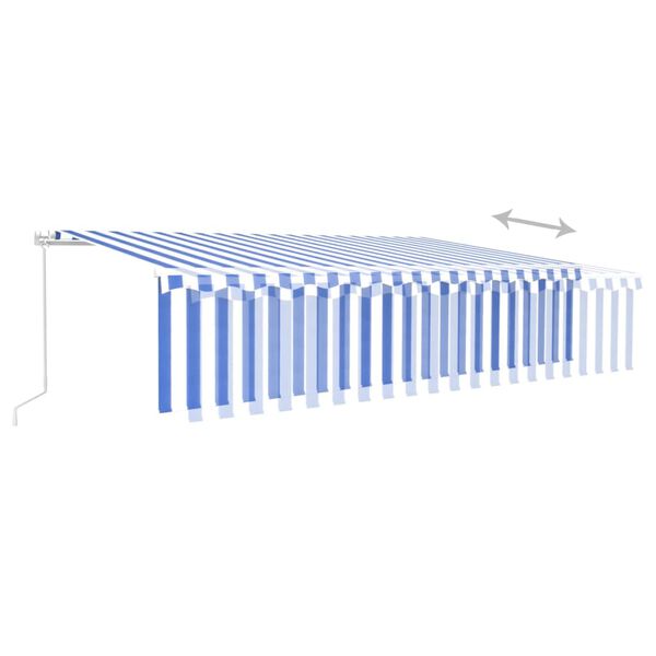 vidaXL Manual Retractable Awning with Blind&LED 6x3m Blue&White