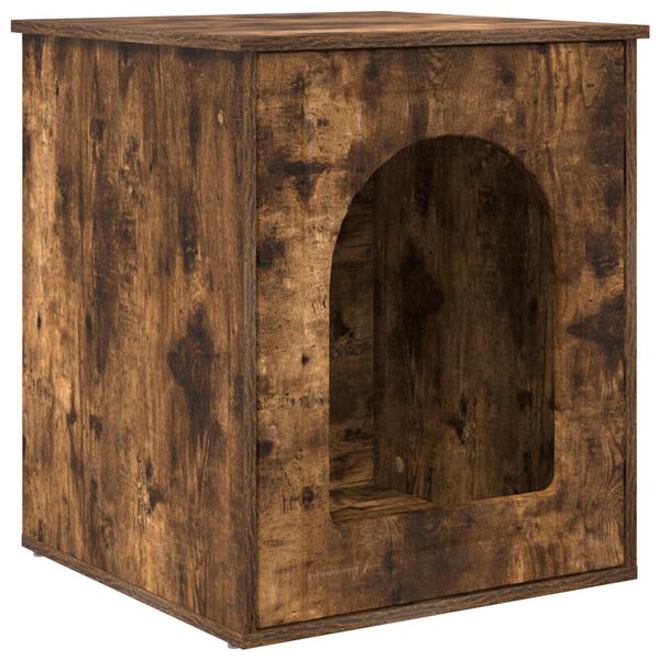 vidaXL Cat House Smoked Oak 53 x 52 x 62 cm Engineered Wood