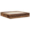 vidaXL Bed Frame with Headboard Old Wood 200 x 200 cm Solid Pine Wood
