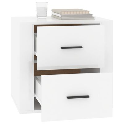 vidaXL Bedside Cabinet High Gloss White 50x39x47 cm