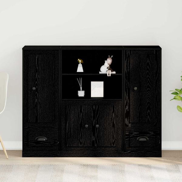 vidaXL Highboard Black Oak 132 x 35.5 x 103.5 cm Engineered wood