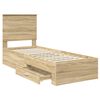 vidaXL Bed Frame Sonoma Oak and Silver 70 x 190 cm Engineered Wood