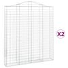 vidaXL Arched Gabion Baskets 2 pcs 200x30x220/240 cm Galvanised Iron