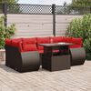 vidaXL 7 Piece Garden Sofa Set with Cushions Brown Poly Rattan Acacia