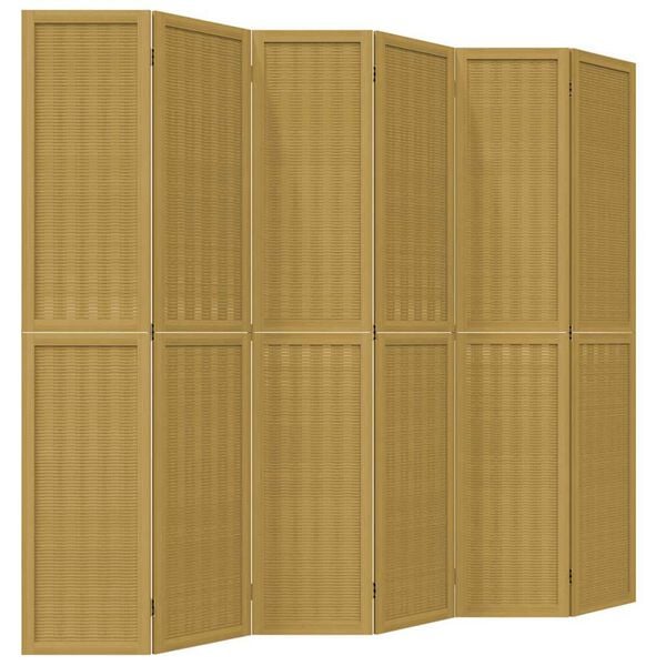 vidaXL Room Divider 6 Panels Brown Solid Wood Paulownia