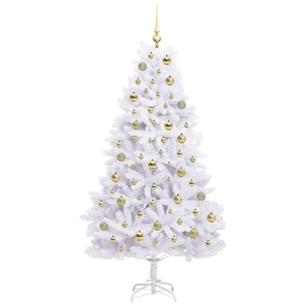 vidaXL Artificial Hinged Christmas Tree White 180 cm PVC and Steel
