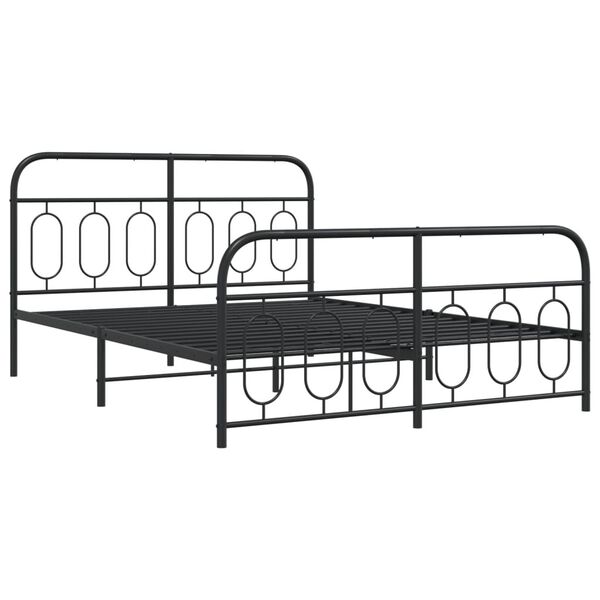 vidaXL Metal Bed Frame without Mattress with Footboard Black 140x190cm