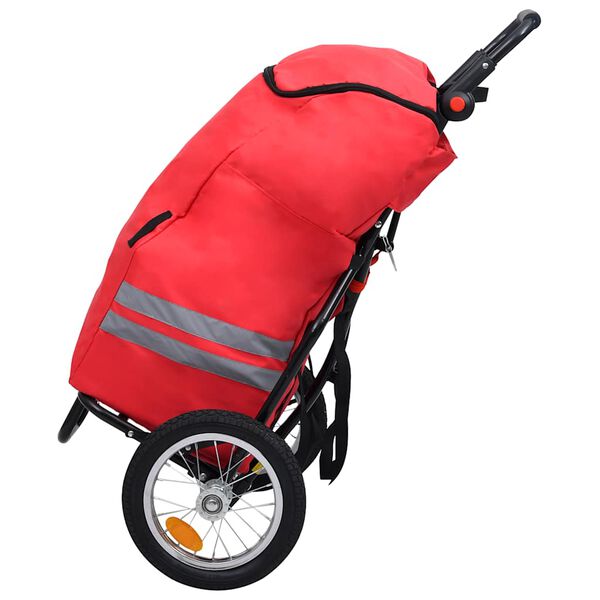vidaXL Folding Bike Trailer with Grocery Bag Red and Black