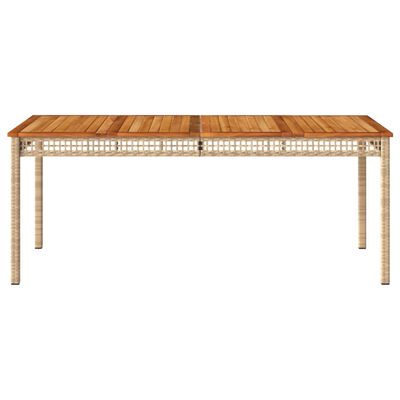 vidaXL Garden Table Beige 180x90x75 cm Poly Rattan Acacia Wood