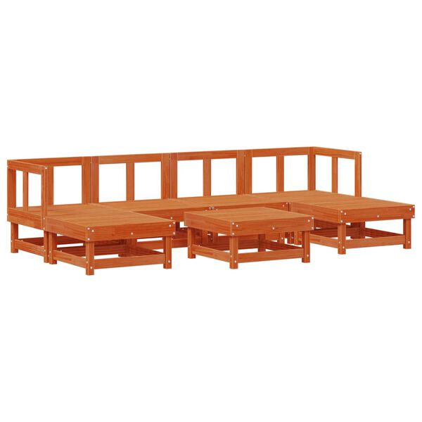 vidaXL Garden Lounge Set 7 pcs Wax Brown Solid Pine Wood