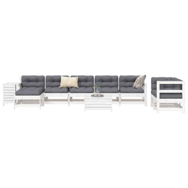 vidaXL 10 Piece Garden Sofa Set White Solid Wood Pine