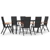 vidaXL 7 Piece Garden Dining Set Black and Brown Poly Rattan