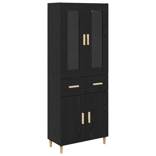 vidaXL Highboard Black Oak 69.5 x 34 x 180 cm Engineered Wood