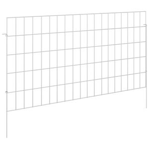 vidaXL Garden Fence with Stakes 24 pcs 95 x 50 cm Mesh Silver