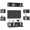 vidaXL 8 Piece TV Cabinet Set Black Engineered Wood
