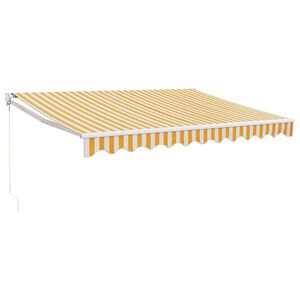 vidaXL Retractable Awning Yellow and White 3x2.5 m Fabric and Aluminium