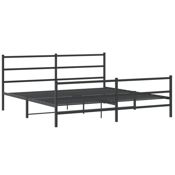 vidaXL Metal Bed Frame without Mattress with Footboard Black 193x203cm