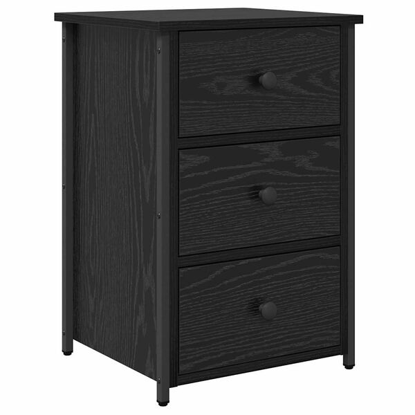 vidaXL Bedside Cabinet Black Oak 40 x 36 x 60 cm Solid Reclaim Wood