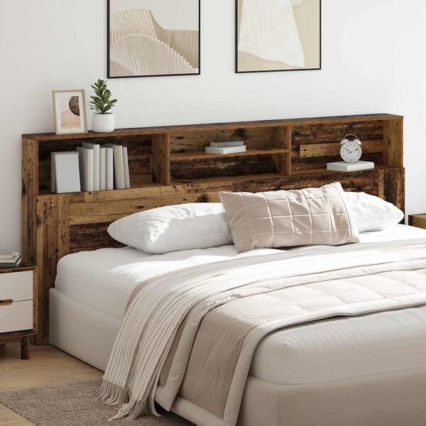 vidaXL Headboard Cabinet Old Wood 220 x 19 x 101.5 cm Engineered Wood