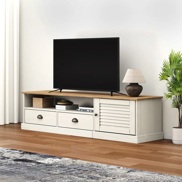 vidaXL TV Cabinet VIGO White 156x40x40 cm Solid Wood Pine