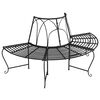 vidaXL Half Round Tree Bench Ø159 cm Black Steel