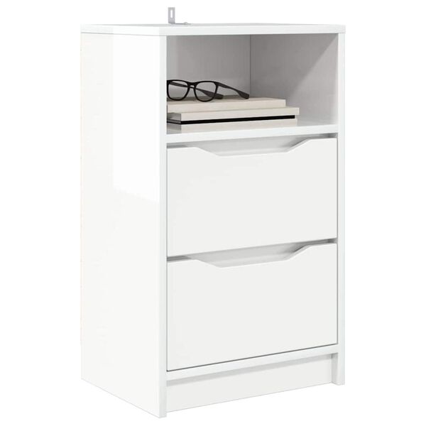 vidaXL Bedside Table High Gloss White 40 x 30 x 467 cm Engineered Wood