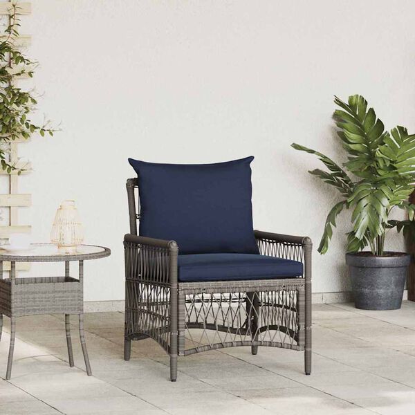 vidaXL Garden Chair Grey 60 x 70 x 78cm Poly Rattan
