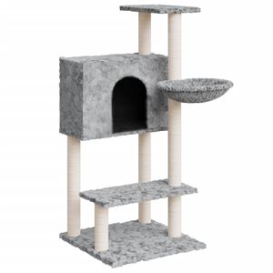vidaXL Cat Tree with Sisal Scratching Posts Light Grey 108.5 cm