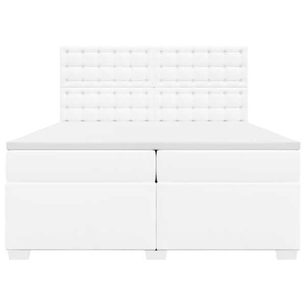 vidaXL Box Spring Bed with Mattress White 200x200 cm Faux Leather