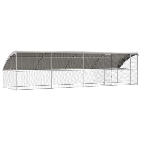 vidaXL Dog Kennel 4 pcs Silver 8 x 2 x 2 m Galvanised steel