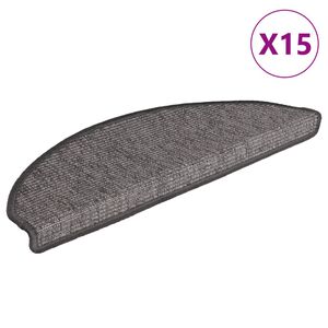 vidaXL Stair Mat | Set of 15 | Grey and Beige | 91% Polypropylene, 9% Polyester