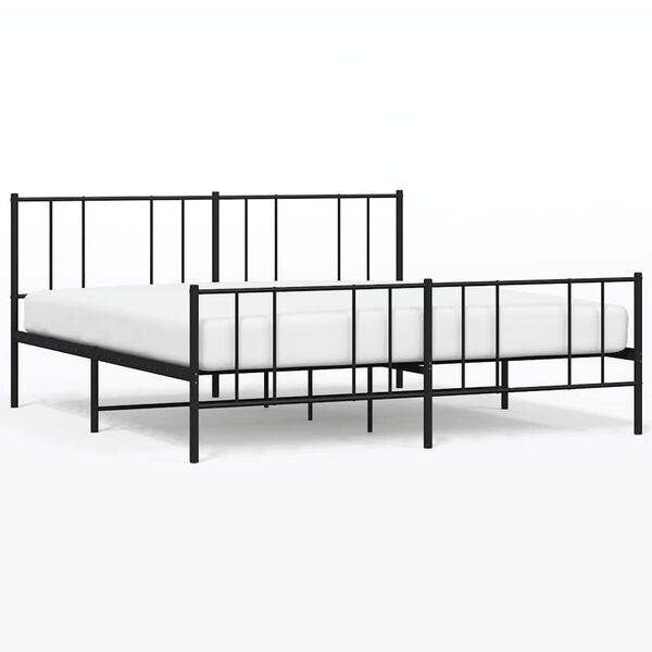 vidaXL Metal Bed Frame without Mattress with Footboard Black 183x213cm
