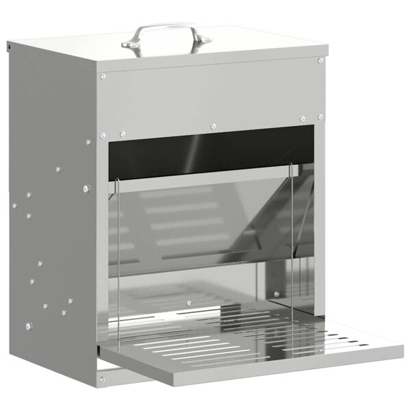 vidaXL Chicken Treadle Feeder Silver 33 x 42 x 40 cm Galvanised Steel