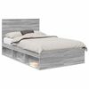 vidaXL Bed Frame with Drawer Grey Sonoma 120 x 190 cm Solid Pine Wood