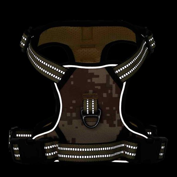 vidaXL Dog Harness with Reflective Stripes Adjustable Camouflage Brown M