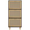 vidaXL Shoe Cabinet Black 52x25x115 cm Engineered Wood&Natural Rattan