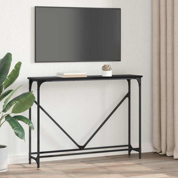 vidaXL Console Table Manual Black Oak 102 x 23 x 75 cm Engineered Wood