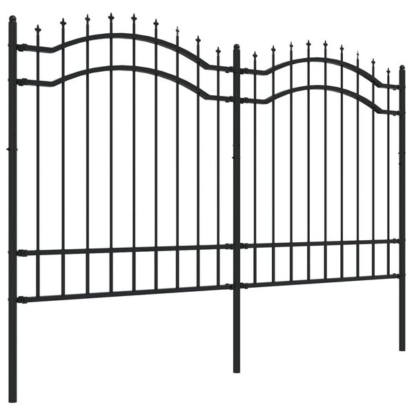 vidaXL Garden Fence with Spear Top Black 239x125 cm Powder-coated Steel