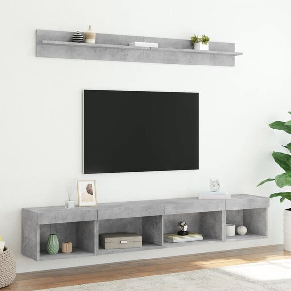 vidaXL 5 Piece TV Wall Units with LED Concrete Grey Engineered Wood