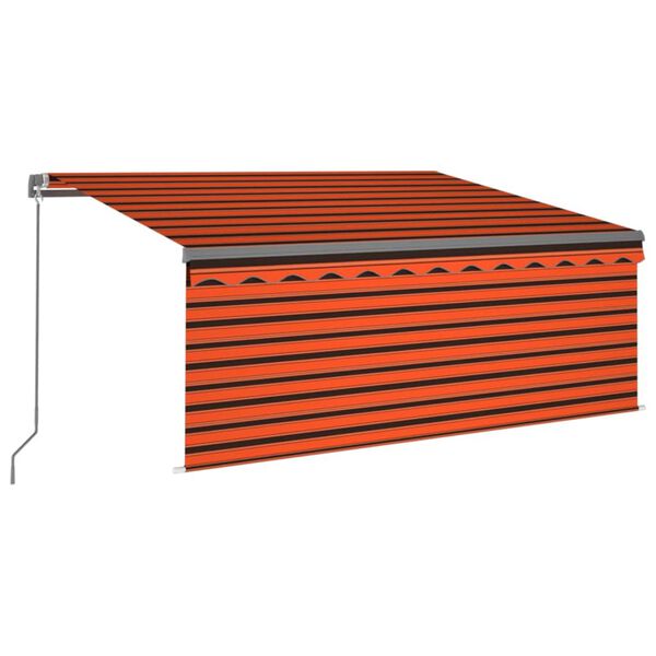 vidaXL Manual Retractable Awning with Blind&LED 3.5x2.5m Orange&Brown