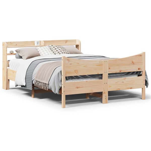 vidaXL Bed Frame with Headboard 120x200 cm Solid Wood Pine