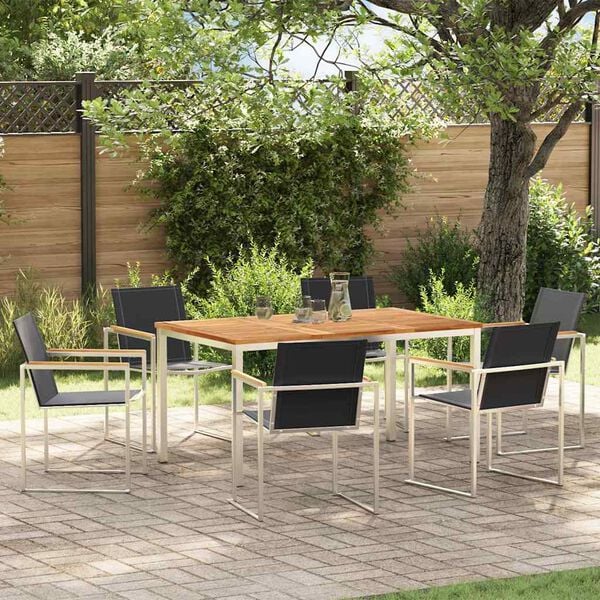 vidaXL Garden Dining Set 7 pcs Brown Solid Teak Wood