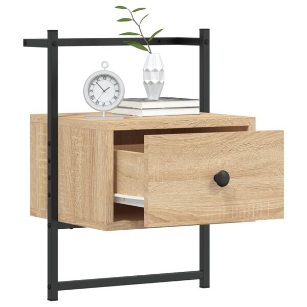vidaXL Bedside Cabinet Wall-mounted Sonoma Oak 35x30x51 cm Engineered Wood