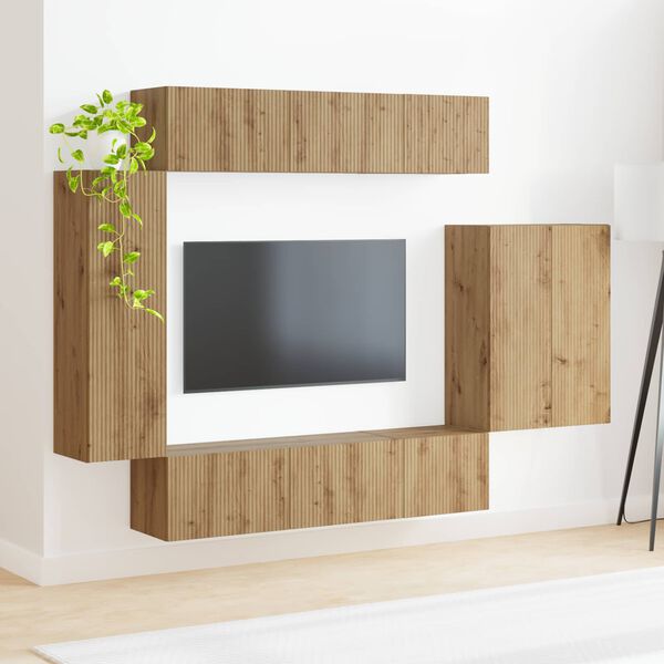 vidaXL TV Wall Cabinet Set Wall-mounted 6 pcs Artisan Oak