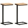 vidaXL Side Table | Set of 2 | Natural wood and black | Solid Acacia wood