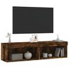 vidaXL TV Cabinets with LED Lights 2 pcs Smoked Oak 60x30x30 cm