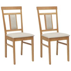 vidaXL Dining Chair 2 pcs Natural and Light Solid Rubber Wood