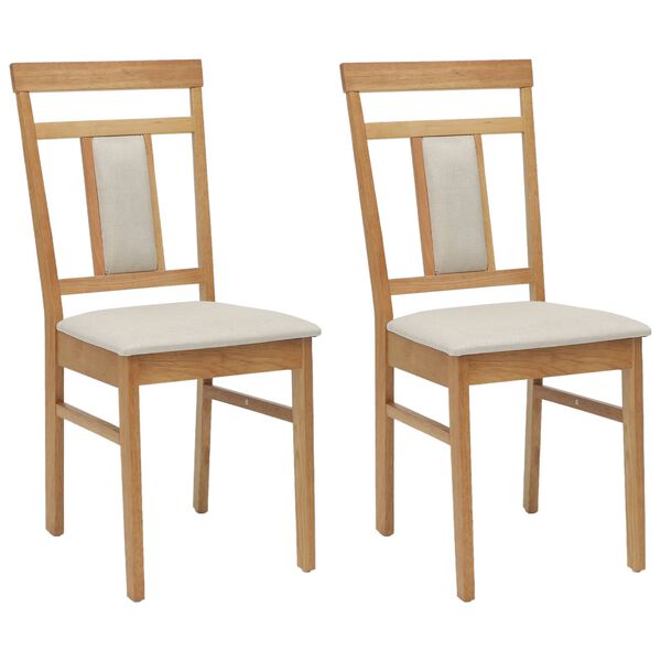 vidaXL Dining Chair 2 pcs Natural and Light Solid Rubber Wood